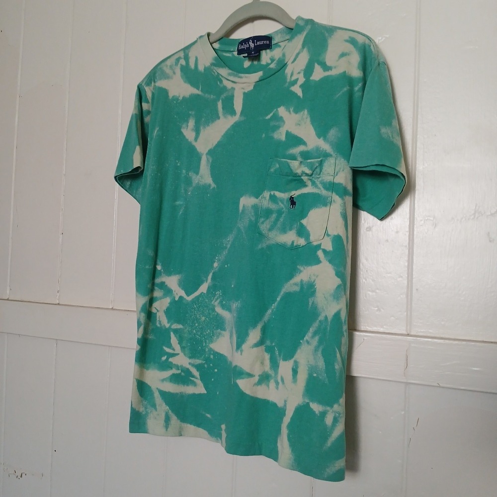 Vintage Polo Ralph Lauren Single Stitch T-Shirt Men's Small Pocket Pony SS Green - Picture 4 of 13